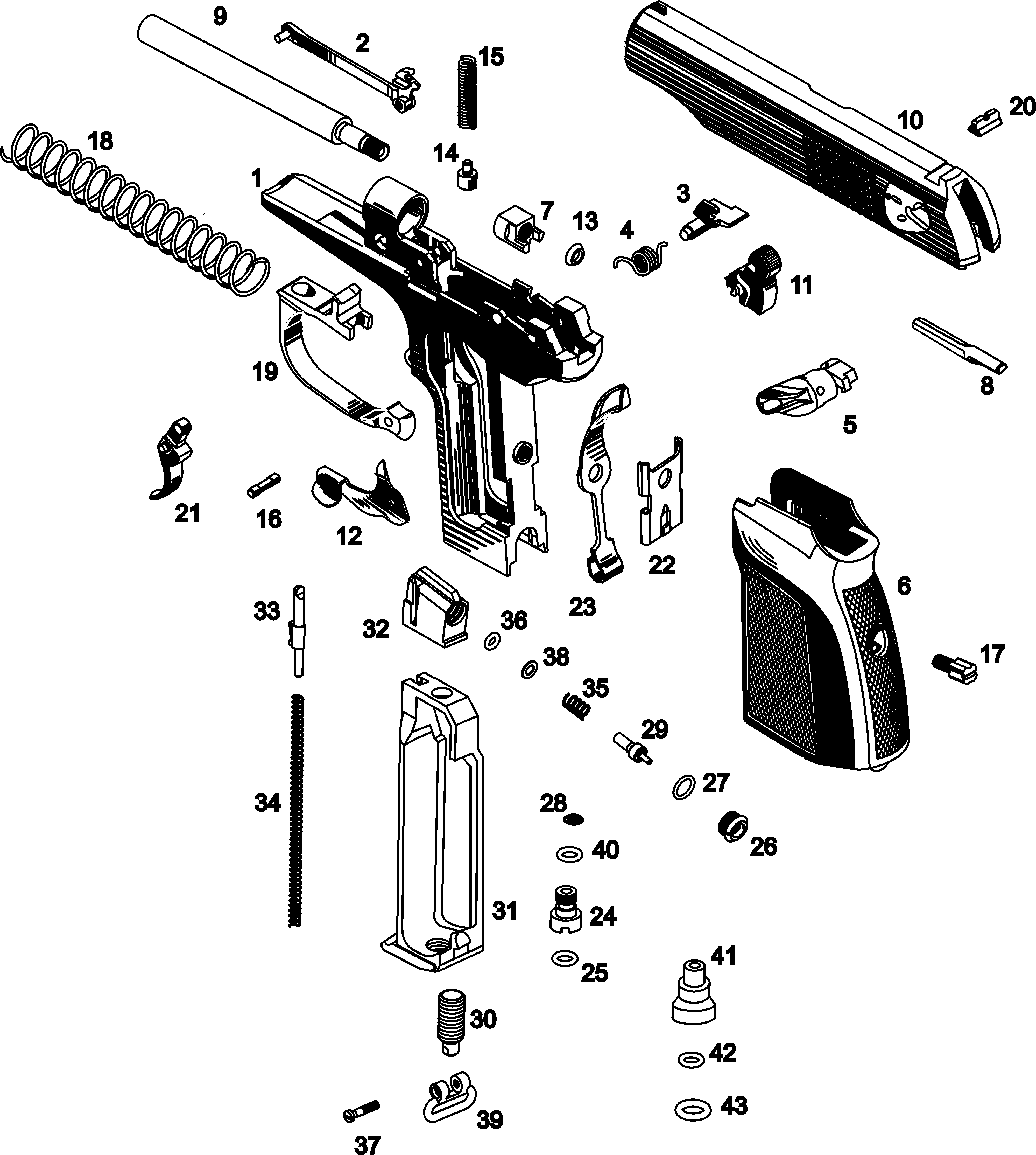 Полная сборка пистолета. Взрыв схема пневматического пистолета МР-654к. Схема пневматического пистолета Байкал 654к.